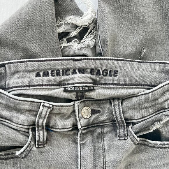 American Eagle Super High-Rise Jegging Distressed Gray Skinny Jean Size 2 - Picture 9 of 11